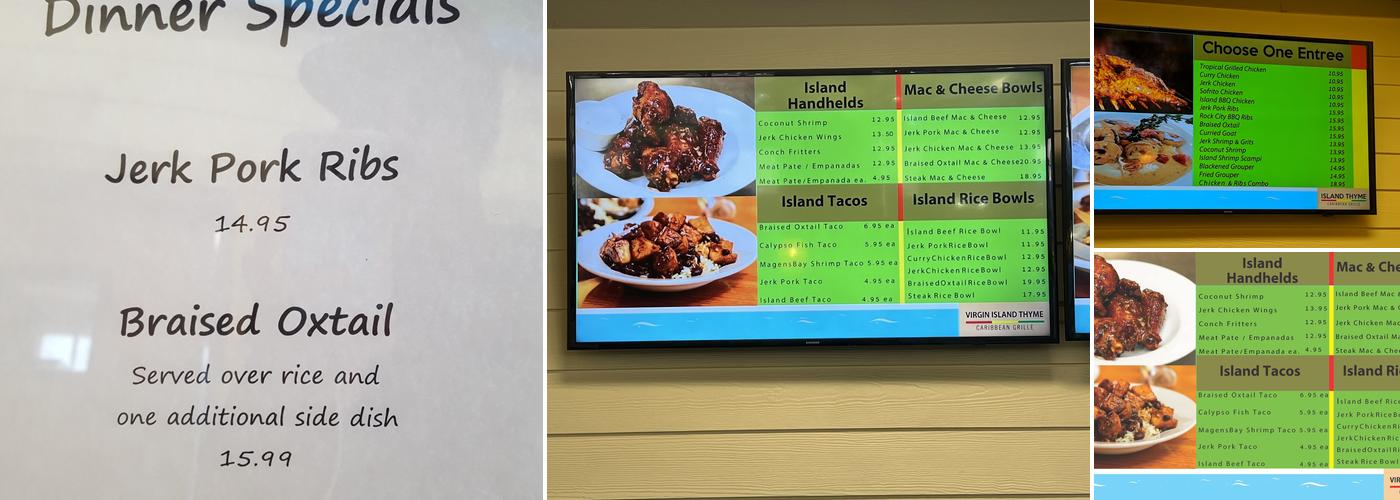 Virgin Island Thyme Menu