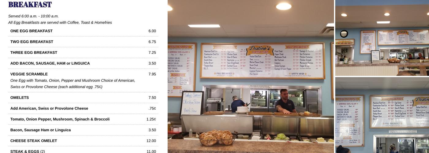 Destino's Subs & Catering Menu