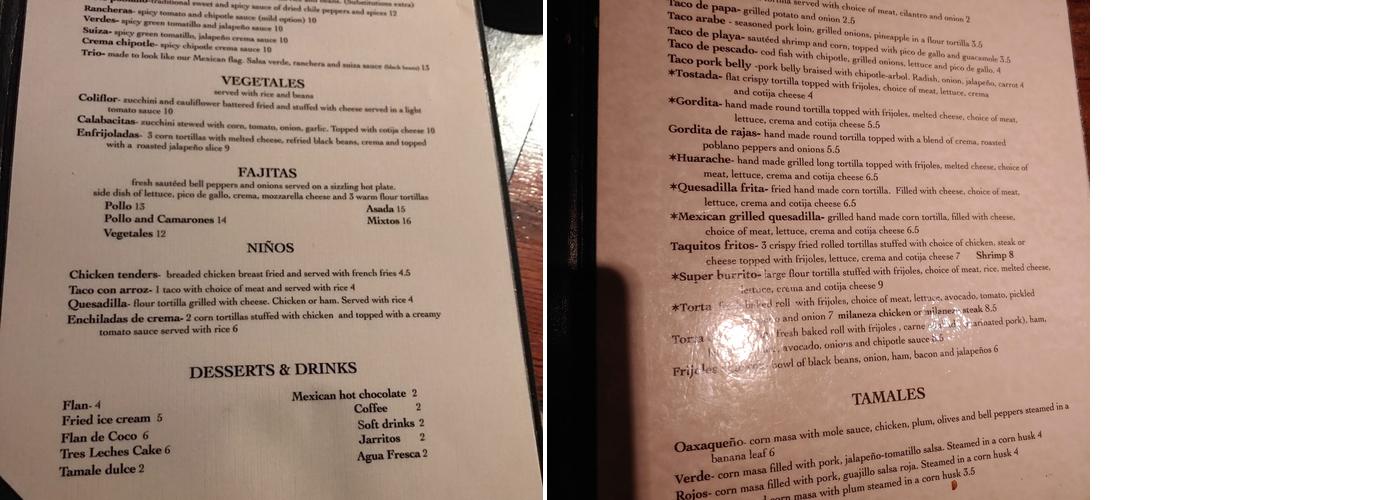 El Rancho Grande Menu