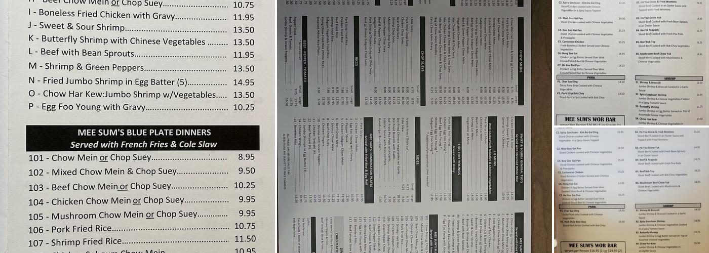 Mee Sum Restaurant Menu