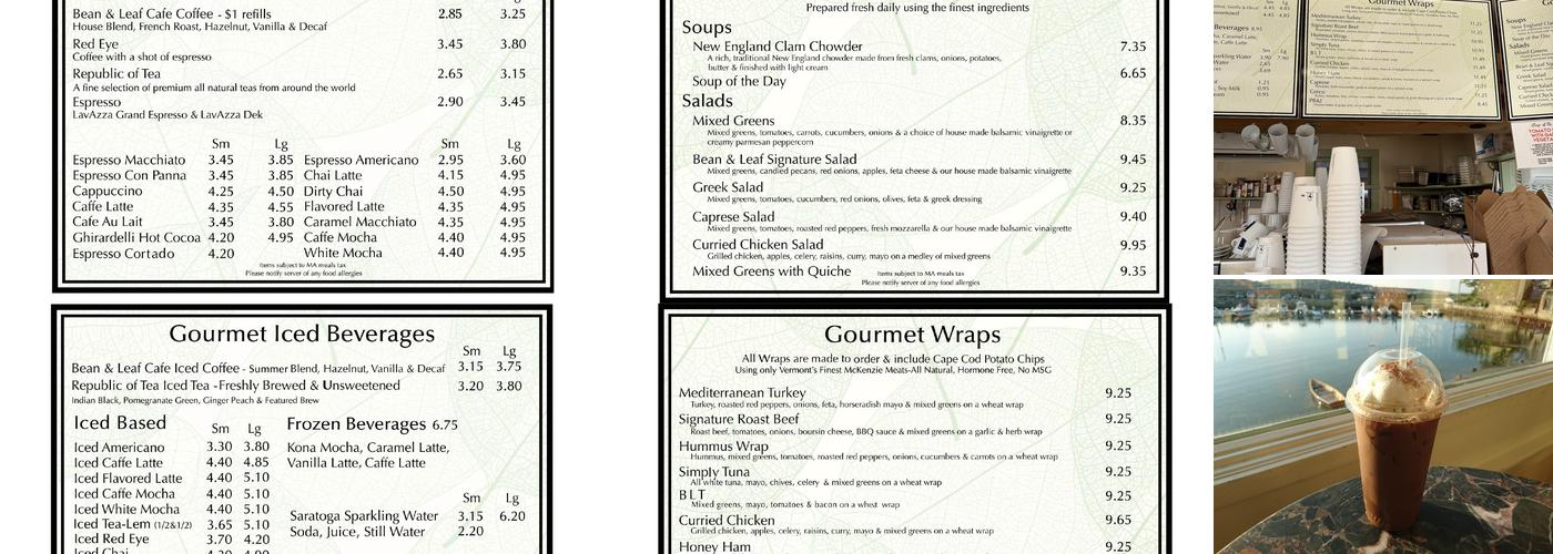 Bean & Leaf Cafe Menu