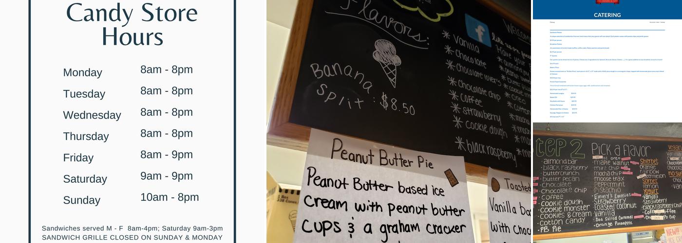 Putnam Pantry Candies, Ice Creams & Cafe Menu
