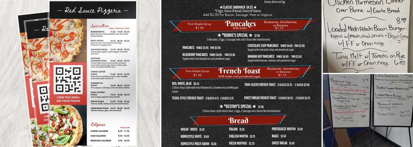Destiny's Diner Menu