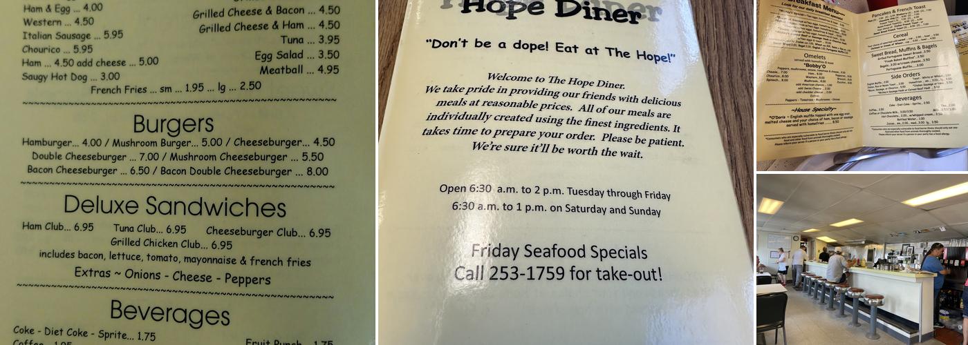 Hope Diner Menu