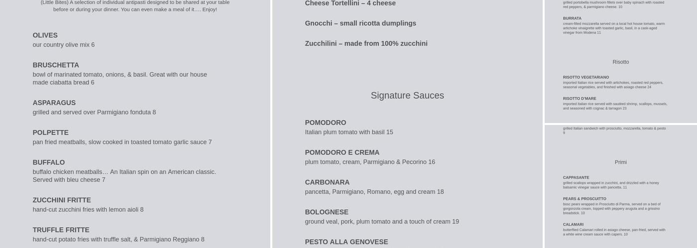 Chianti Cafe Menu