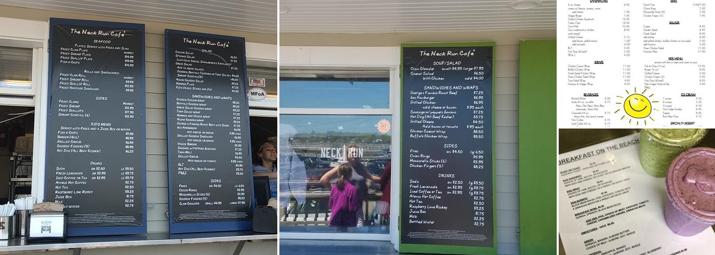 Neck Run Cafe Menu