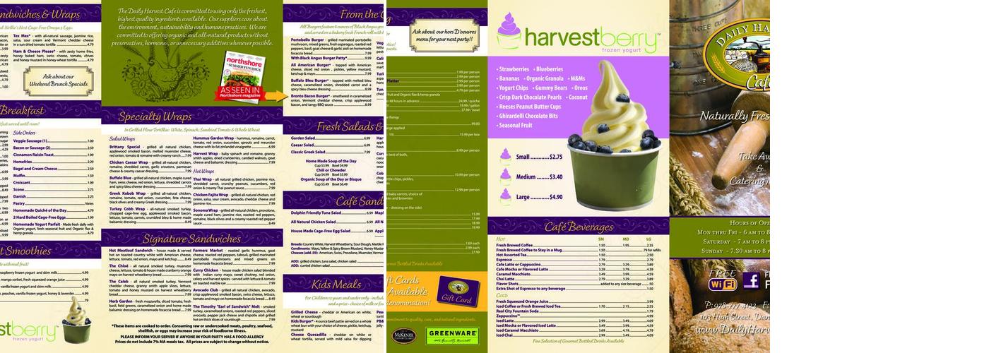 Daily Harvest Cafe Menu
