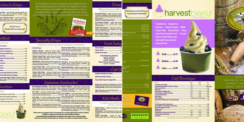 Daily Harvest Cafe Menu