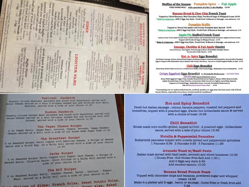 Jigger's Diner Menu