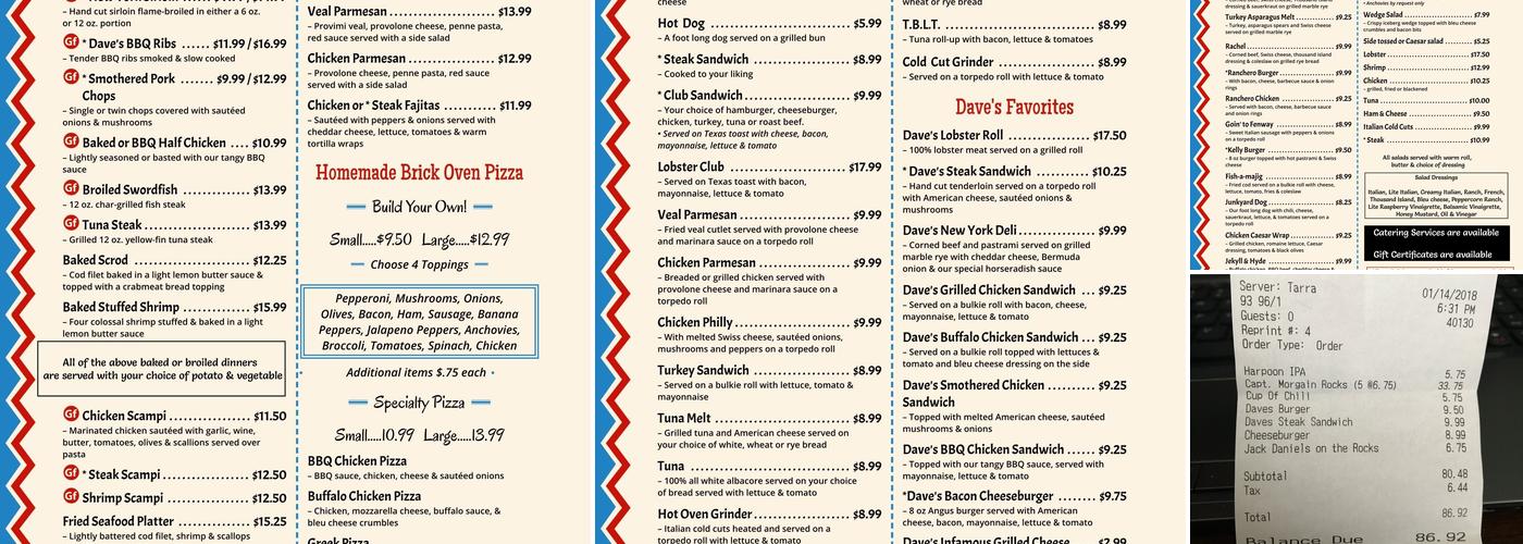Dave's Bar & Grill Menu