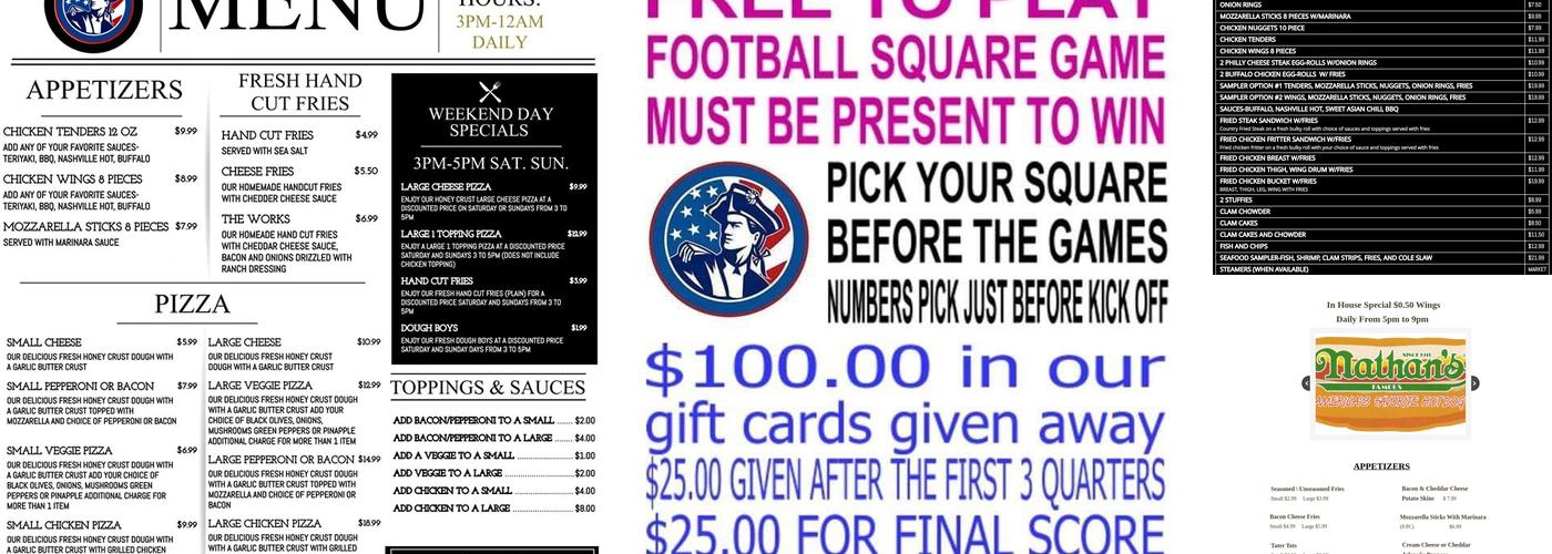 Pawtucket Patriot Bar & Grill Menu