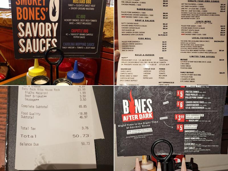 Smokey Bones Warwick Menu