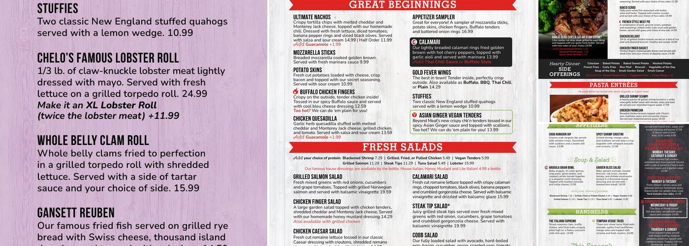 Chelo's Hometown Bar & Grille Menu