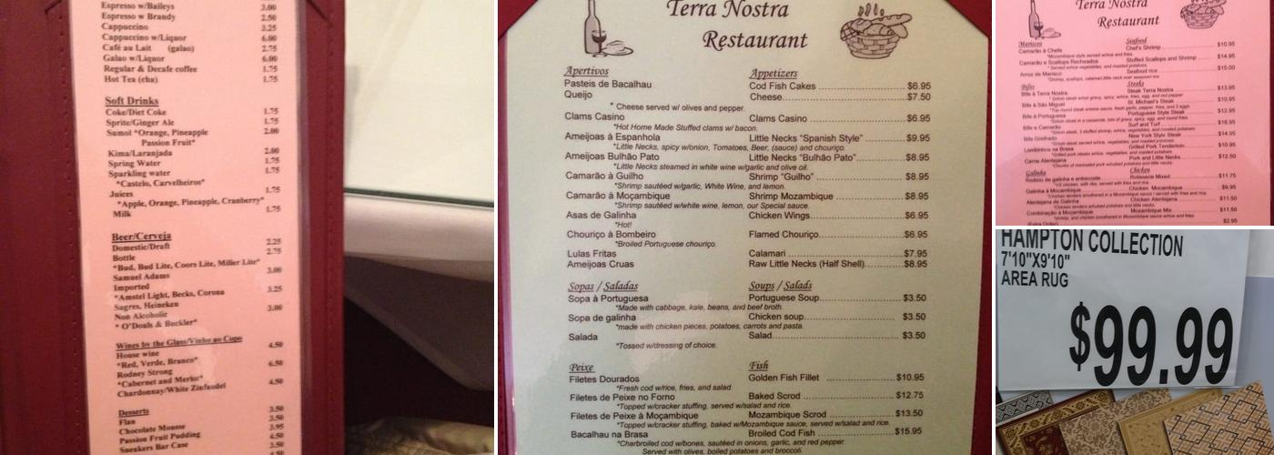 Terra Nostra Restaurant Menu