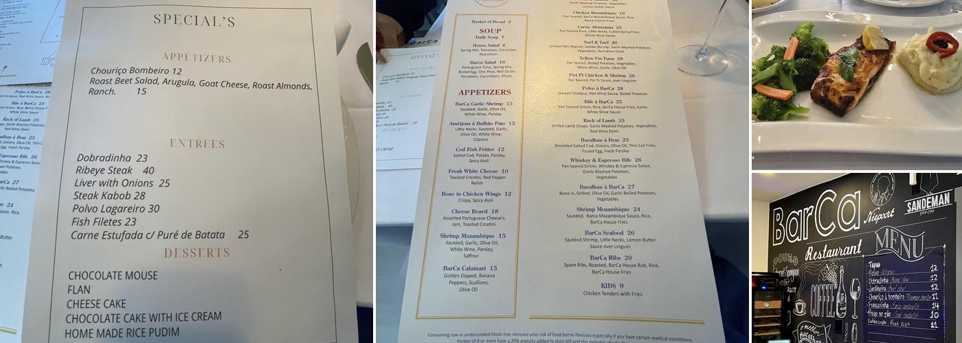 Barca Restaurant Menu