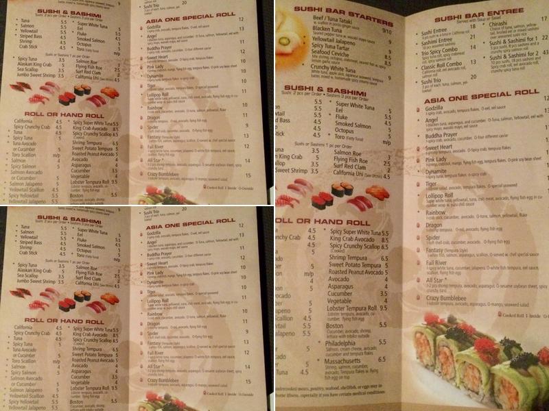 Asia One Bistro Menu
