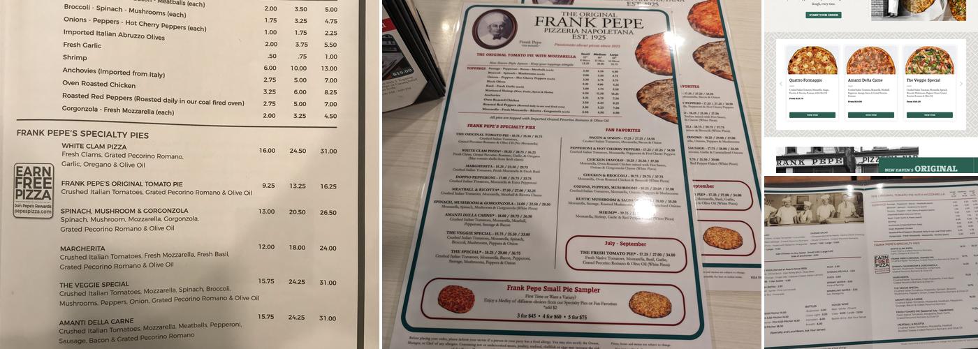 Frank Pepe Pizzeria Napoletana Menu