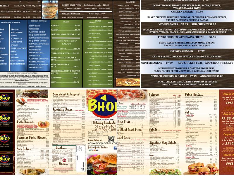 Bhop - Boston House of Pizza Menu