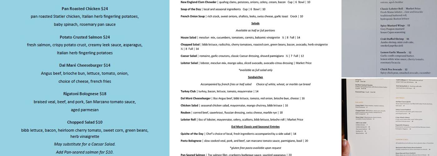 Dal Maré Menu