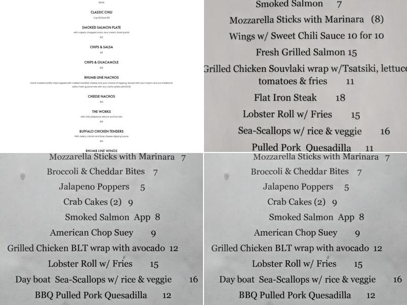 The Rhumb Line Bar & Restaurant Menu
