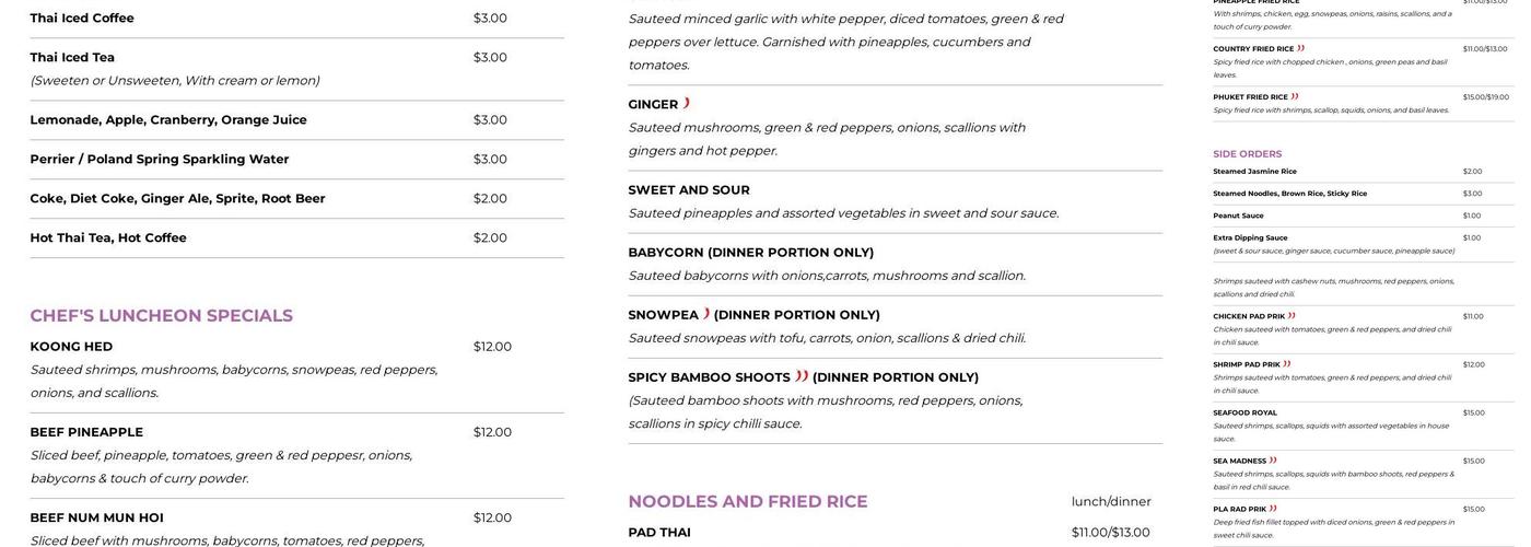 Thai Choice Restaurant Menu