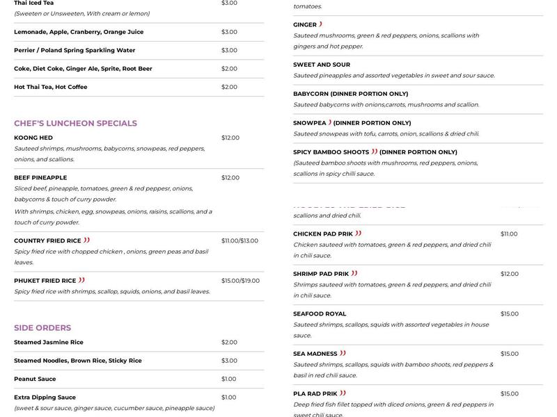 Thai Choice Restaurant Menu