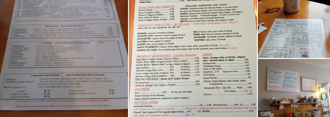 Two Sisters Coffee Shop Menu