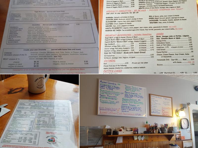 Two Sisters Coffee Shop Menu