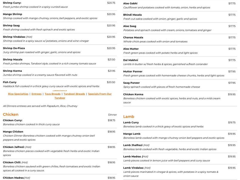 Anmol Restaurant Menu