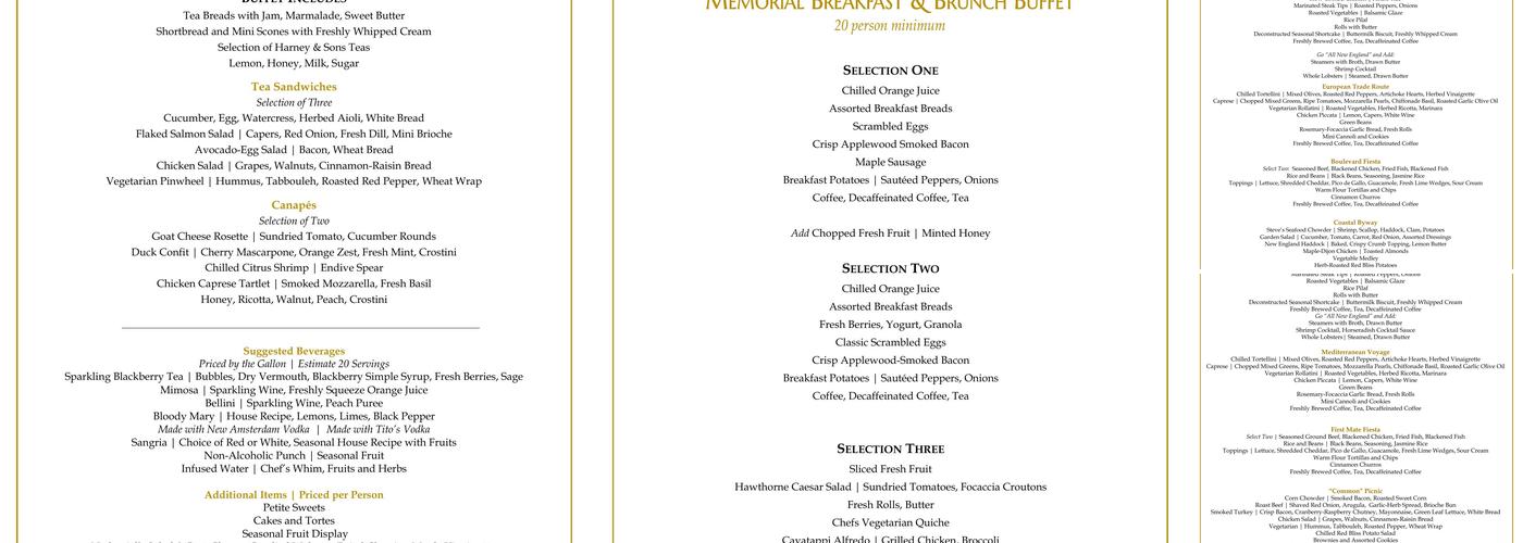 Nathaniel's Restaurant Menu