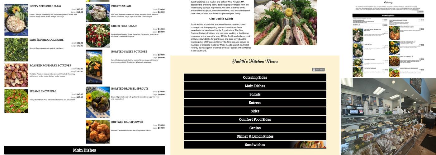 Judith's Kitchen Menu