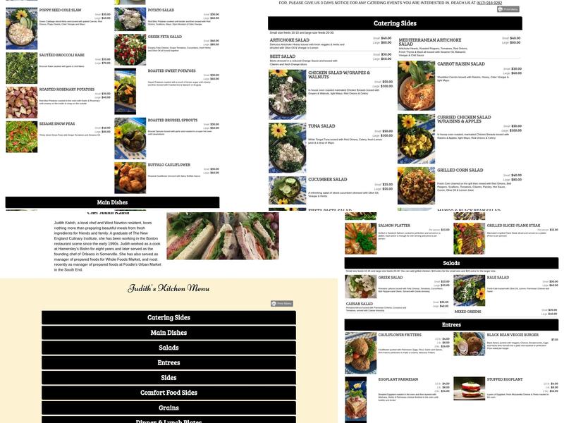 Judith's Kitchen Menu