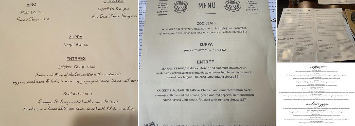Fiorella's Cucina Menu