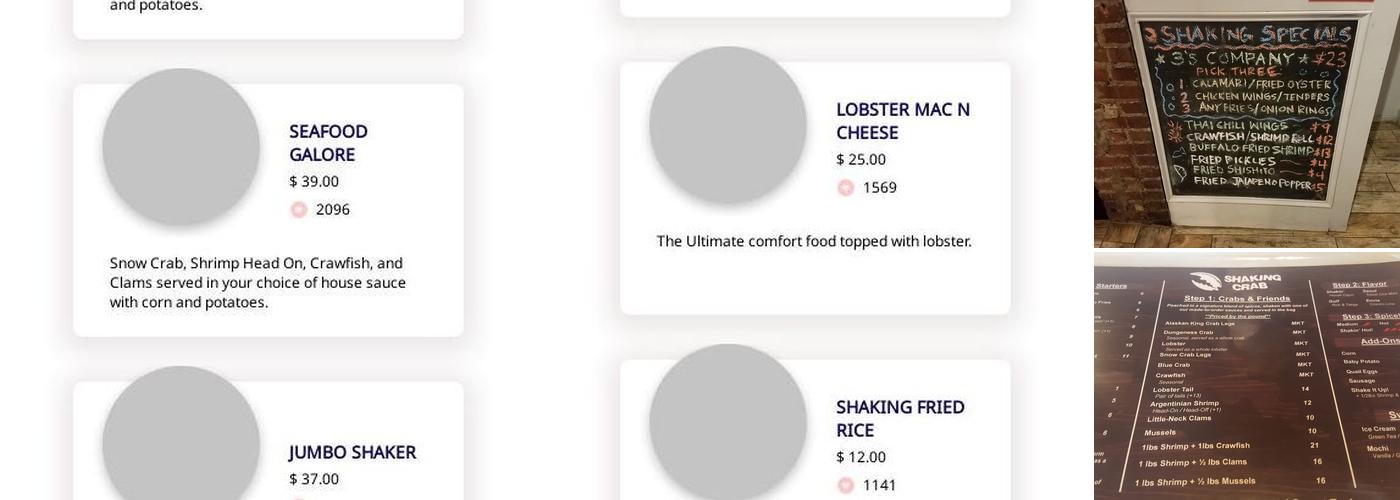 Shaking Crab (Newton) Menu