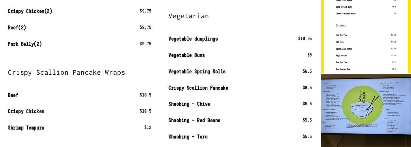 BESS'S CAFE Menu