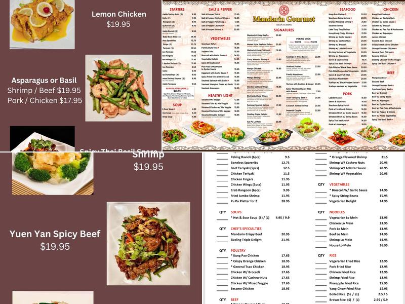 Mandarin Gourmet Menu
