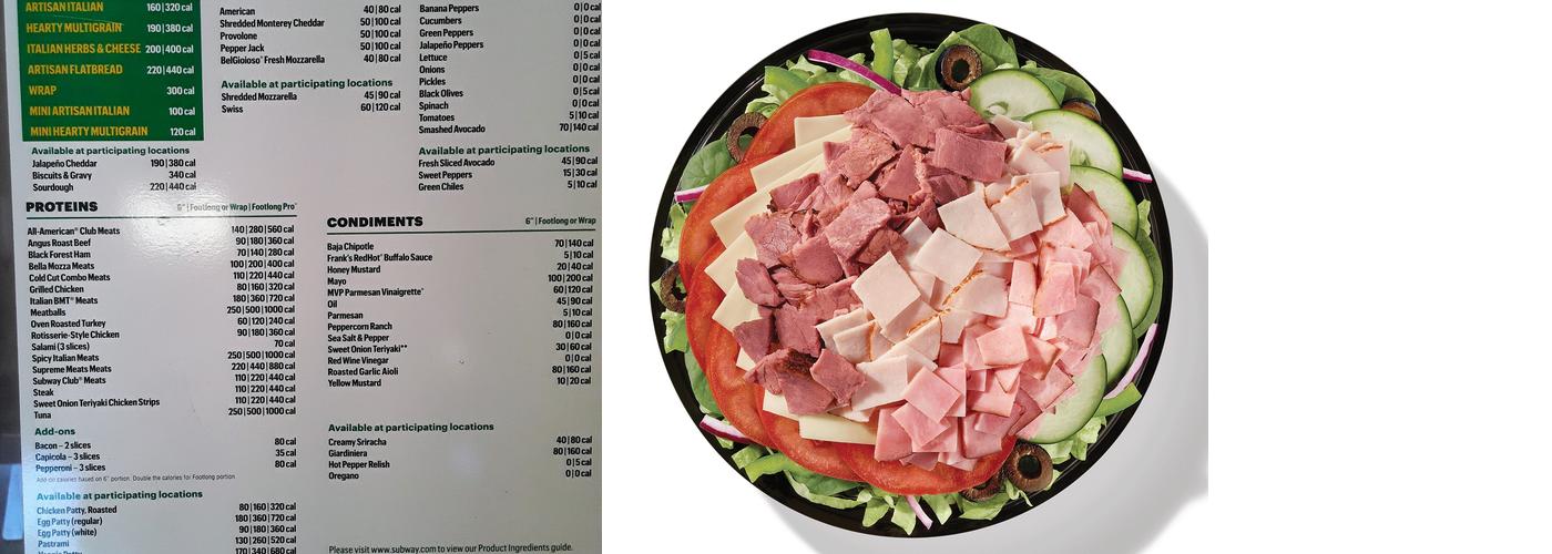Subway Menu