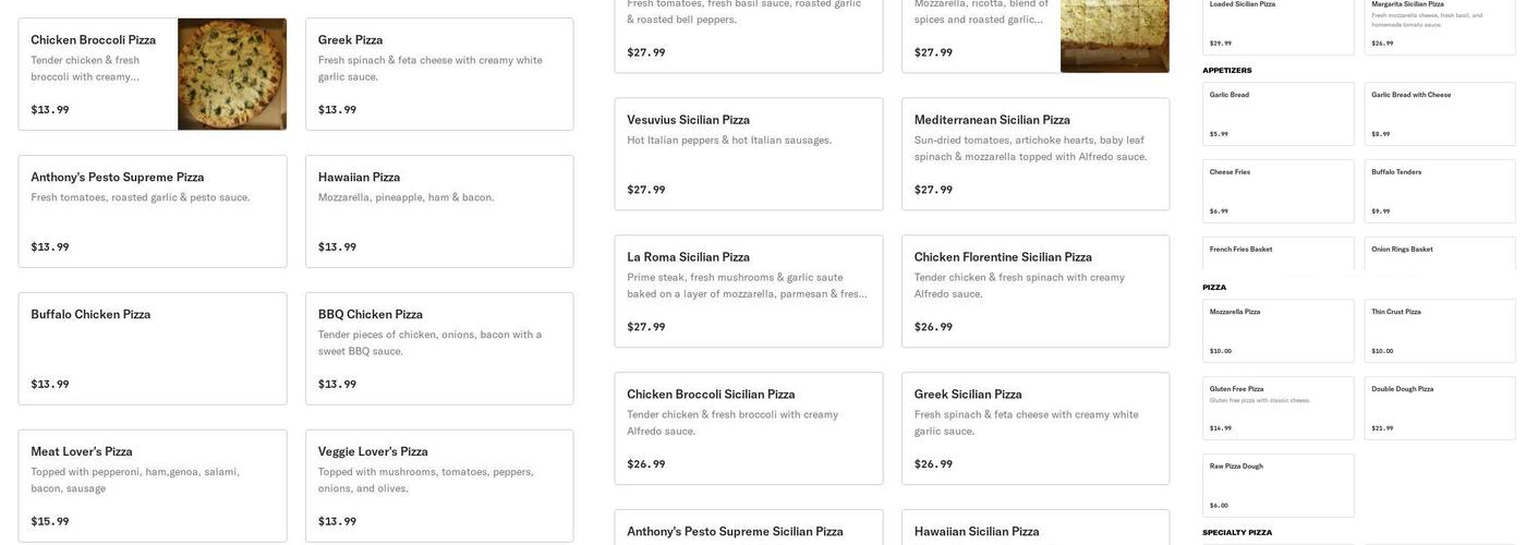 Anthony's Old Style Pizzeria Menu