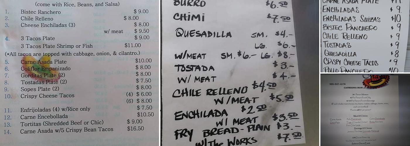 Ma'ias Comida Mexicana Menu