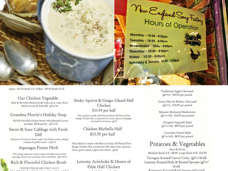 New England Soup Factory Menu