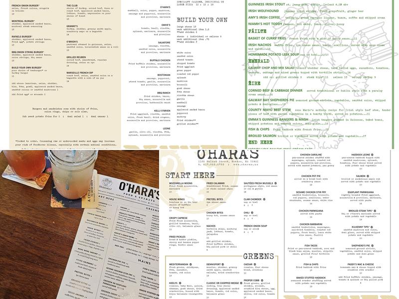 O'Hara's Food & Spirits Menu