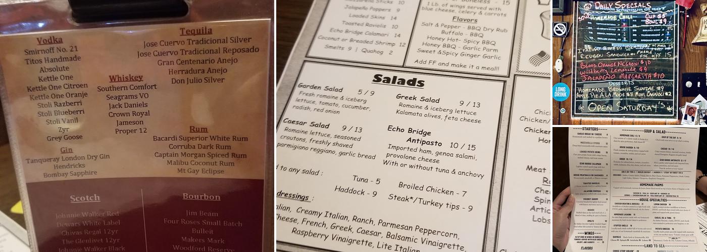Echo Bridge Restaurant & Cafe Menu