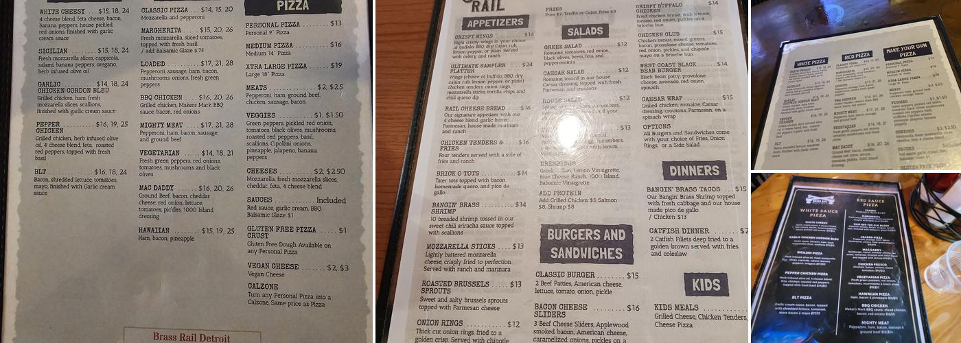 Brass Rail Pizza Bar Menu