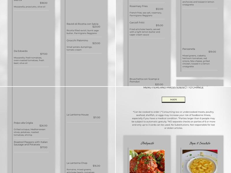 La Lanterna Menu