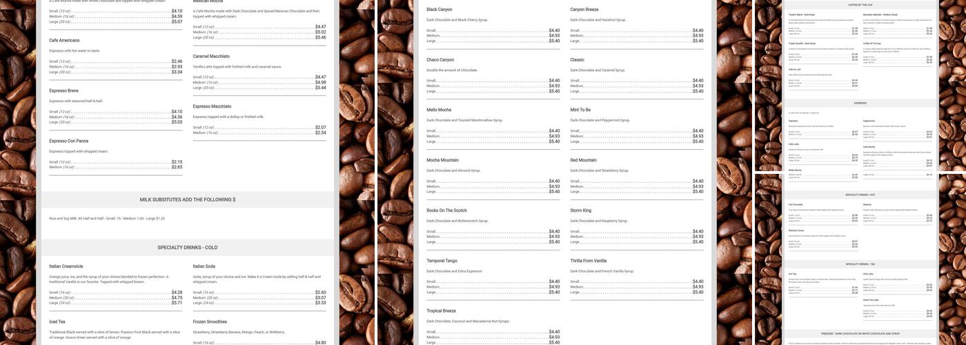 The Coffee Trader Menu