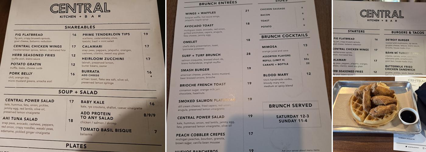 Central Kitchen + Bar Menu
