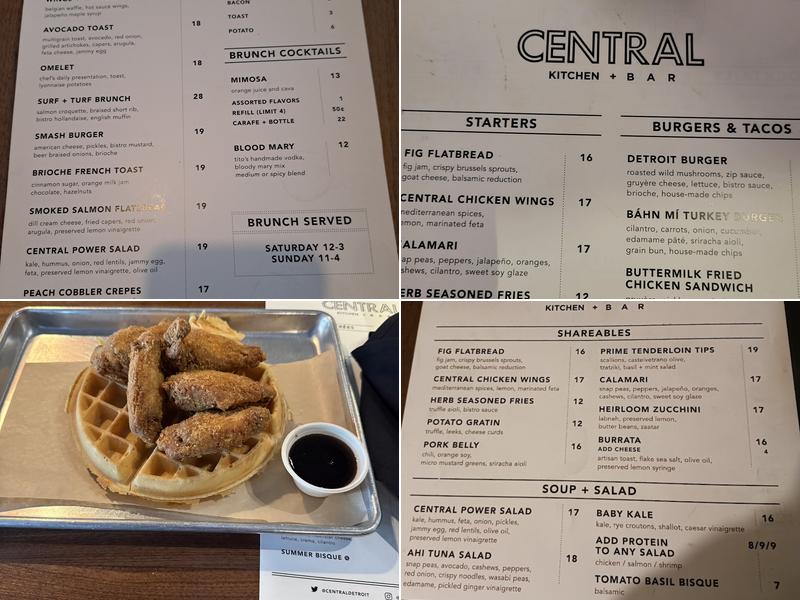 Central Kitchen + Bar Menu