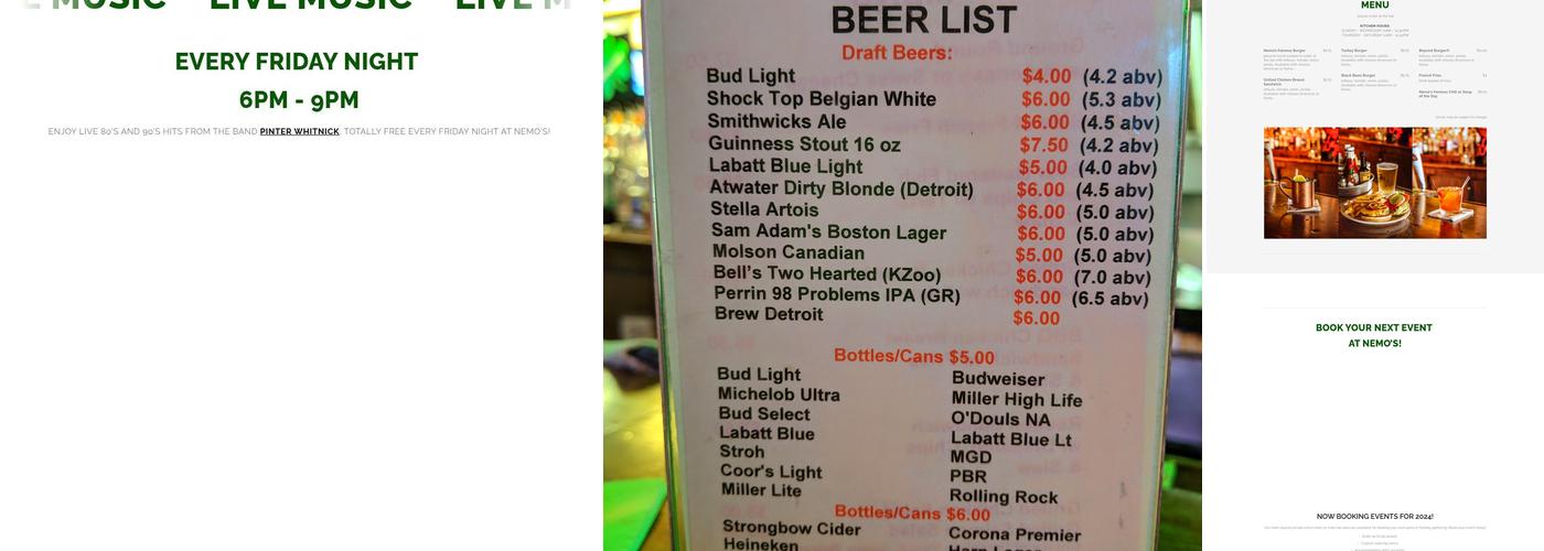 Nemo's Bar Menu