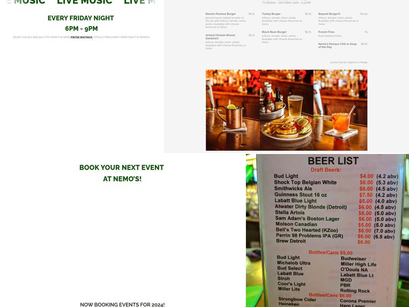 Nemo's Bar Menu