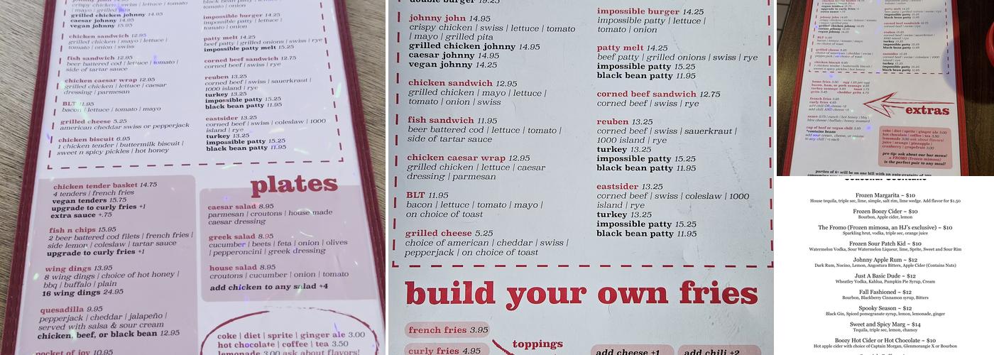 Honest John's Menu